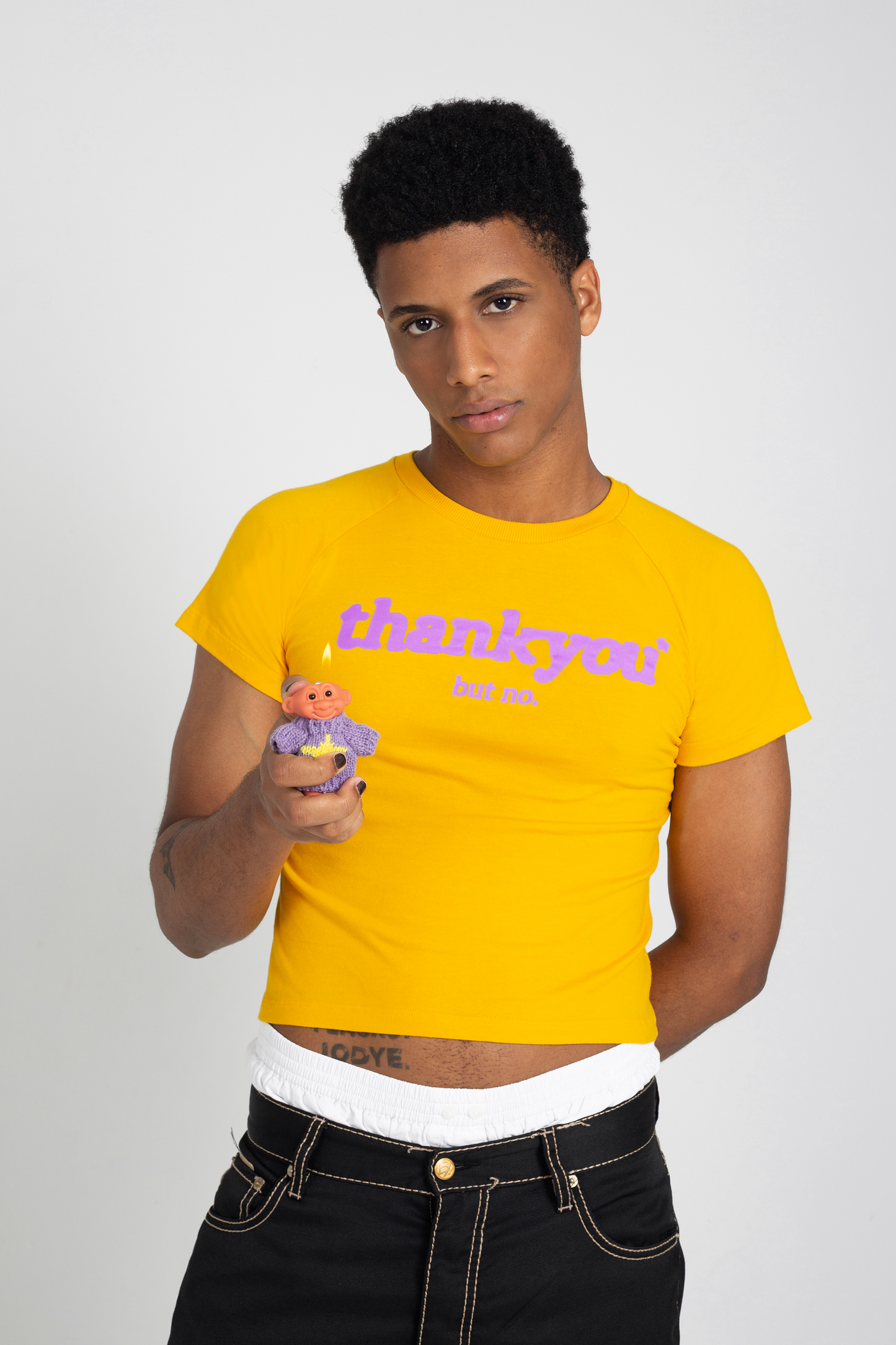 baby tee thankyou but no yellow