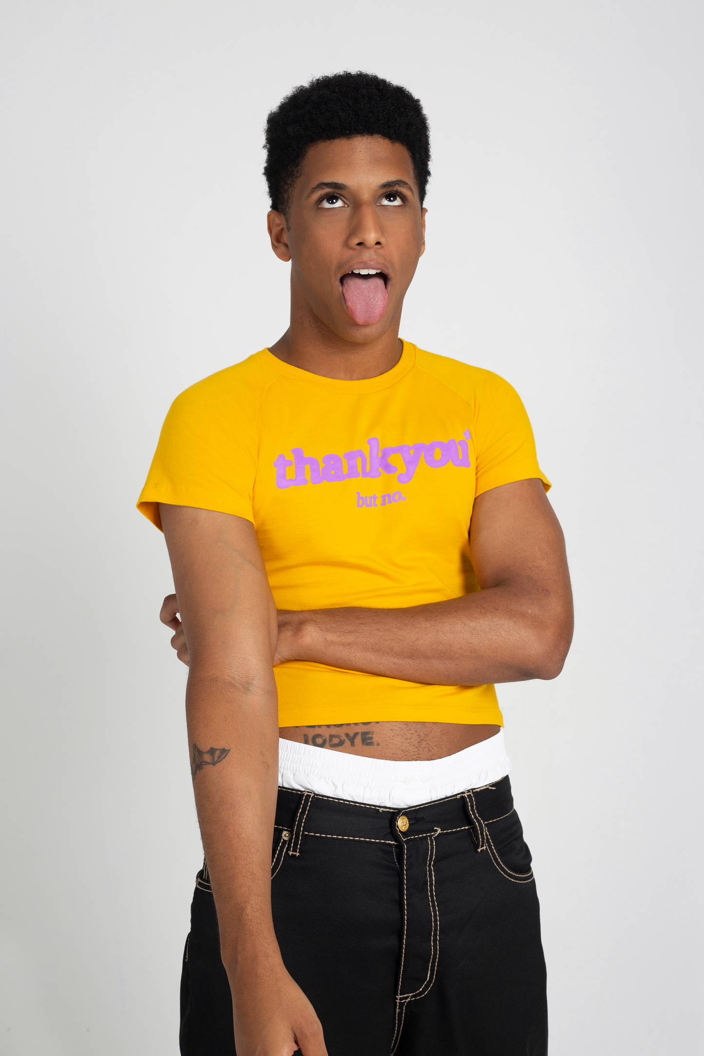 baby tee thankyou but no yellow