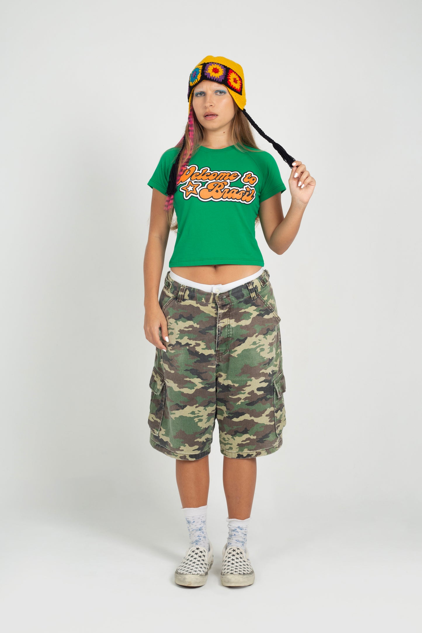 baby tee welcome to brasil green